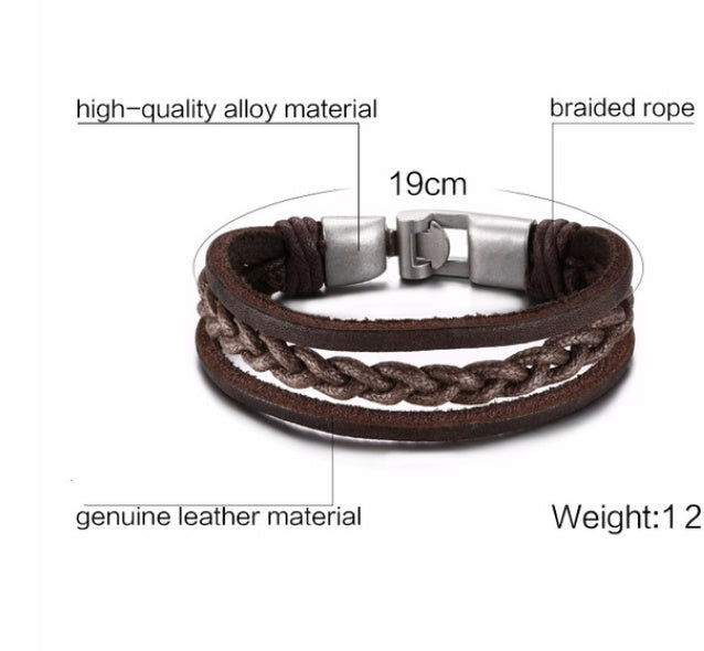 Alloy lucky figure 8 leather bracelet