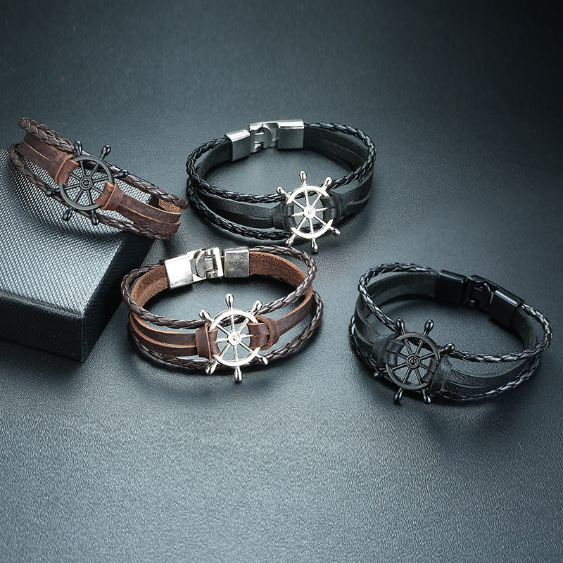 Alloy lucky figure 8 leather bracelet