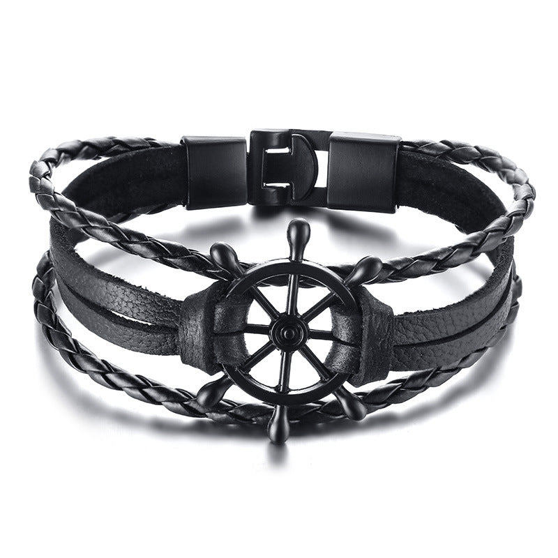 Alloy lucky figure 8 leather bracelet